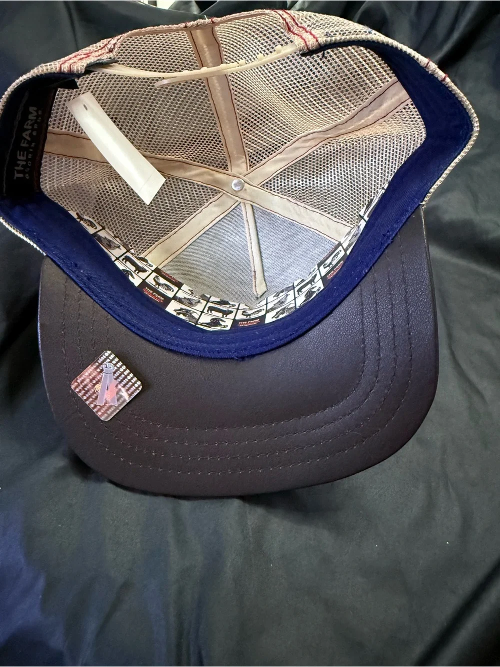 Goorin Bros Navy and Tan Trucker Hat with Pony Patch and Floral Bill - Picture 7 of 8